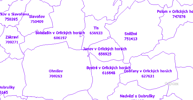 Katastrální mapa Janov