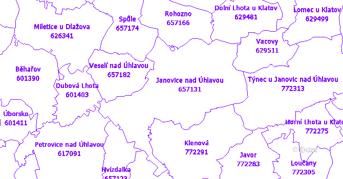 Katastrální mapa Janovice nad Úhlavou