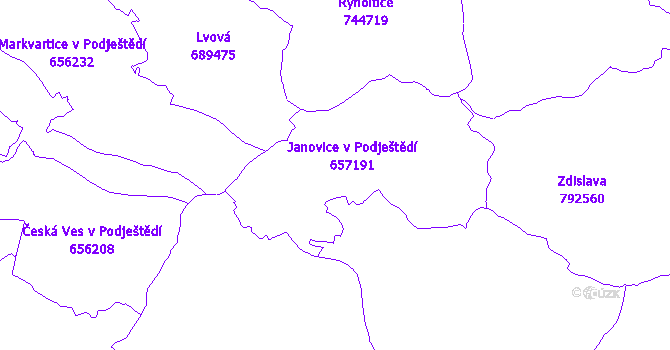 Katastrální mapa Janovice v Podještědí