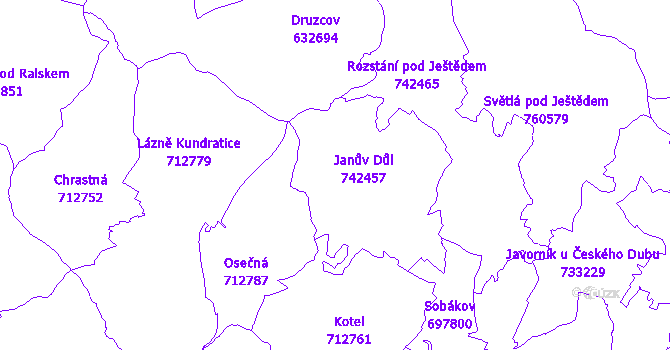 Katastrální mapa Janův Důl