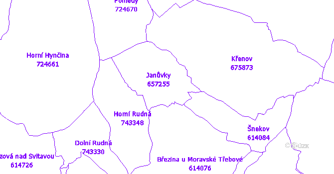 Katastrální mapa Janůvky