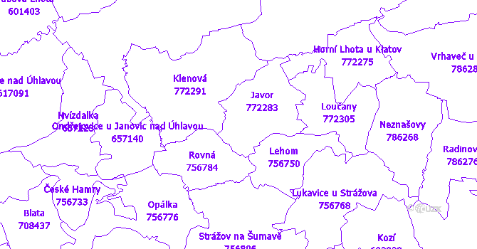Katastrální mapa Javor