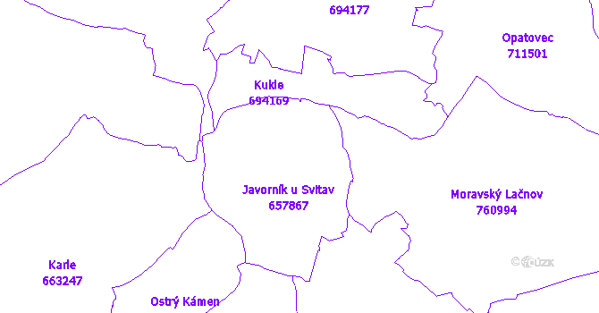 Katastrální mapa Javorník