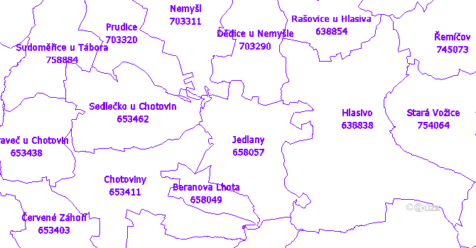 Katastrální mapa Jedlany