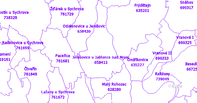 Katastrální mapa Jenišovice