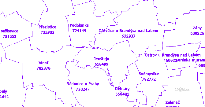 Katastrální mapa Jenštejn