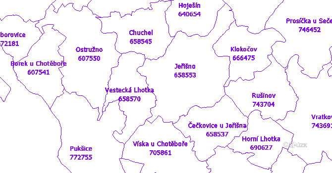 Katastrální mapa Jeřišno