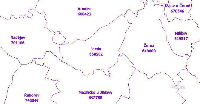 Katastrální mapa Jersín