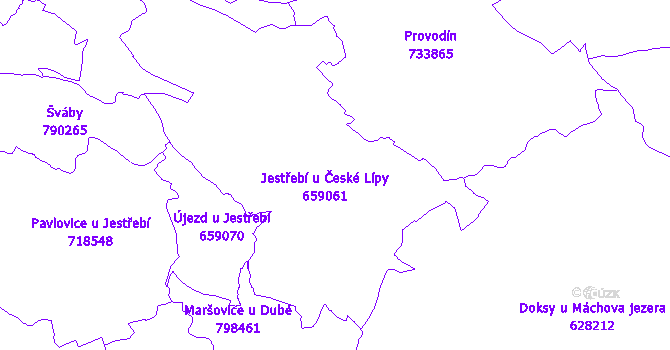 Katastrální mapa Jestřebí