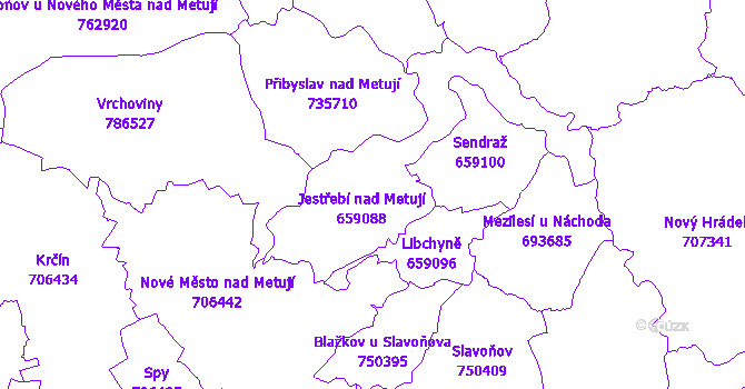 Katastrální mapa Jestřebí