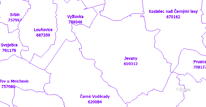 Katastrální mapa Jevany