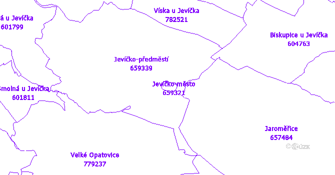 Katastrální mapa Jevíčko