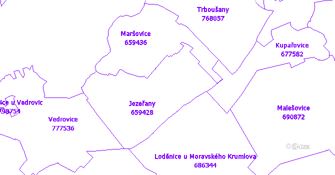Katastrální mapa Jezeřany-Maršovice