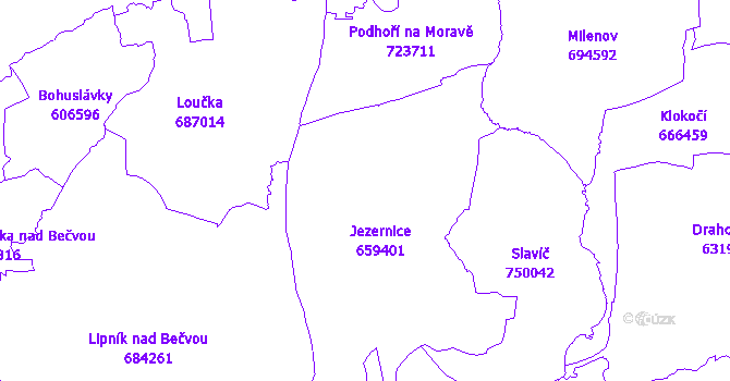 Katastrální mapa Jezernice
