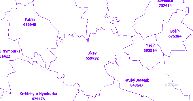 Katastrální mapa Jíkev