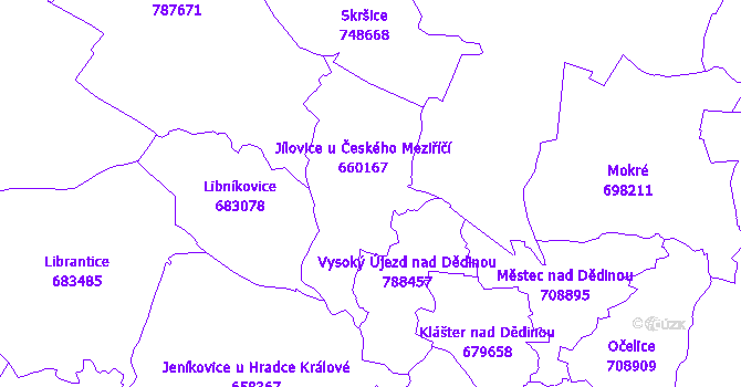 Katastrální mapa Jílovice