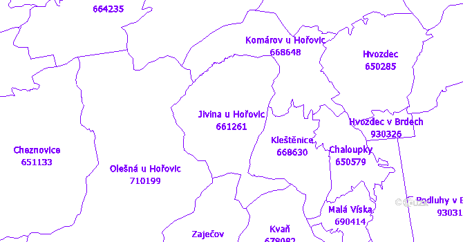 Katastrální mapa Jivina