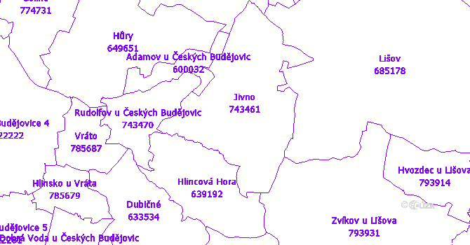 Katastrální mapa Jivno