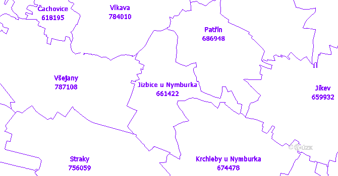 Katastrální mapa Jizbice