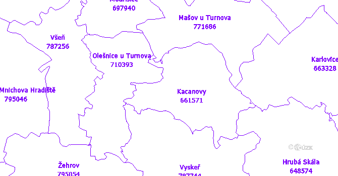 Katastrální mapa Kacanovy