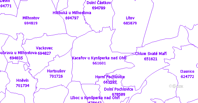 Katastrální mapa Kaceřov