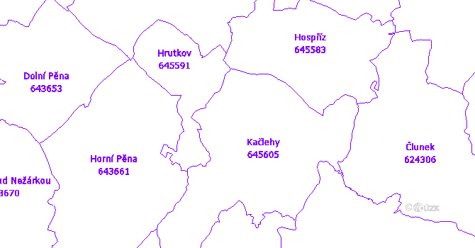 Katastrální mapa Kačlehy
