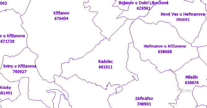 Katastrální mapa Kadolec