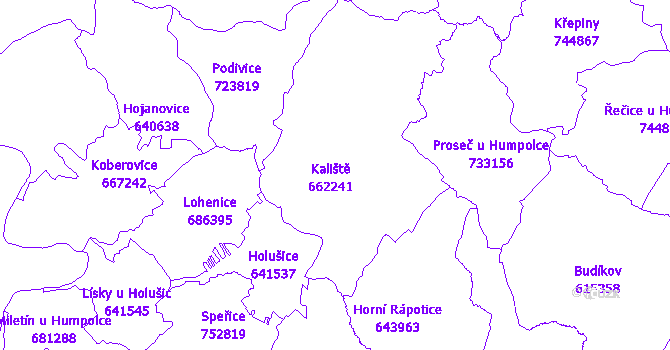 Katastrální mapa Kaliště