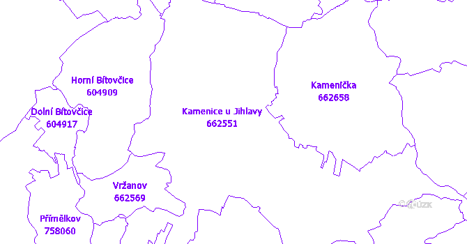 Katastrální mapa Kamenice
