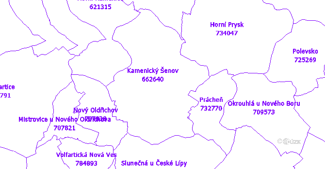 Katastrální mapa Kamenický Šenov
