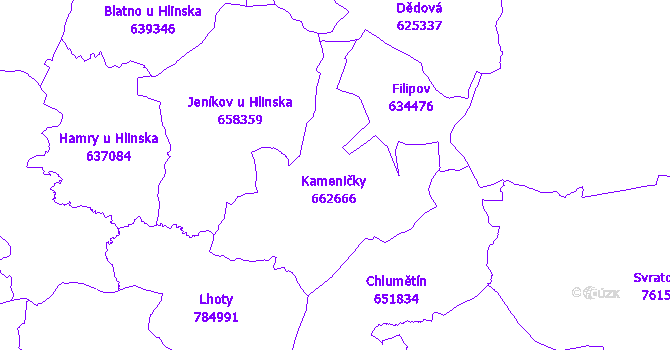 Katastrální mapa Kameničky