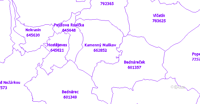 Katastrální mapa Kamenný Malíkov