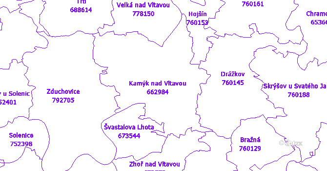 Katastrální mapa Kamýk nad Vltavou