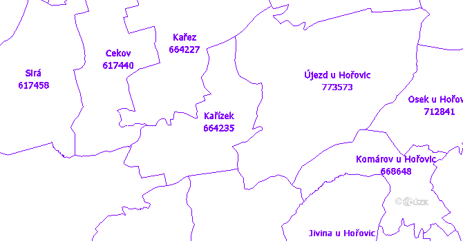 Katastrální mapa Kařízek