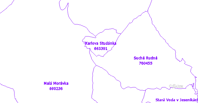 Katastrální mapa Karlova Studánka