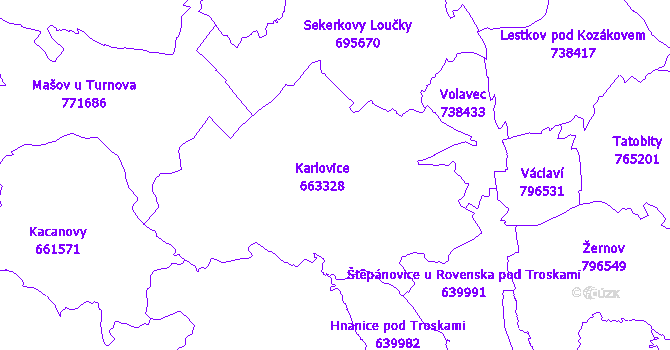 Katastrální mapa Karlovice