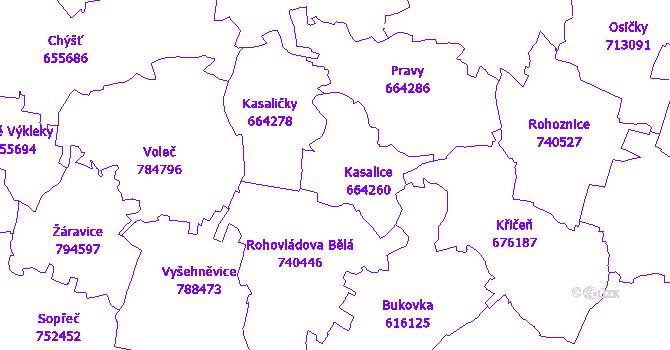 Katastrální mapa Kasalice