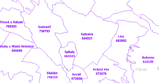 Katastrální mapa Katusice