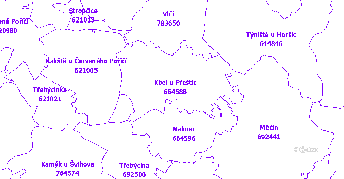 Katastrální mapa Kbel