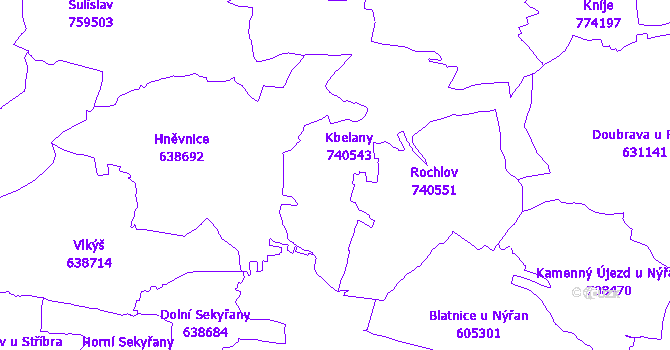 Katastrální mapa Kbelany