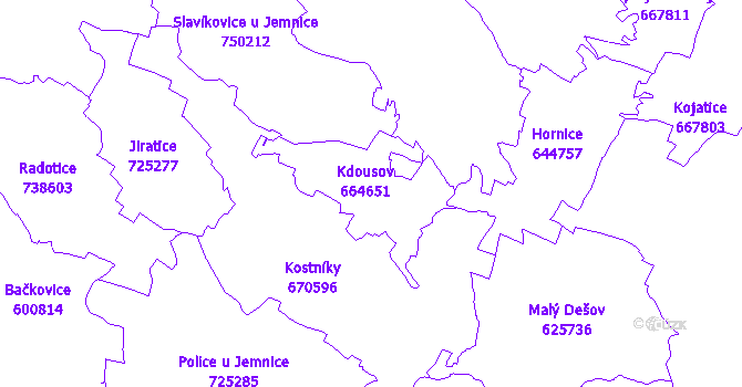 Katastrální mapa Kdousov