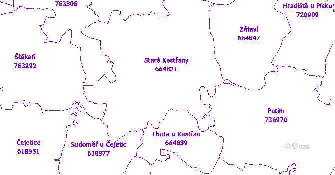 Katastrální mapa Kestřany