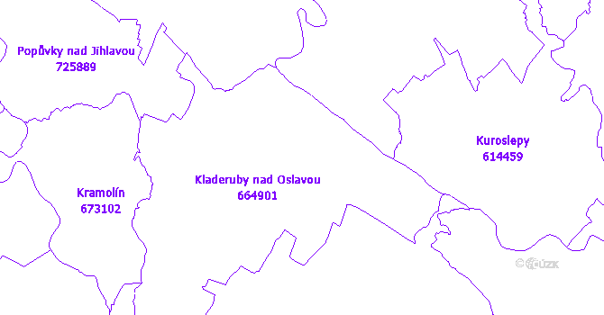Katastrální mapa Kladeruby nad Oslavou