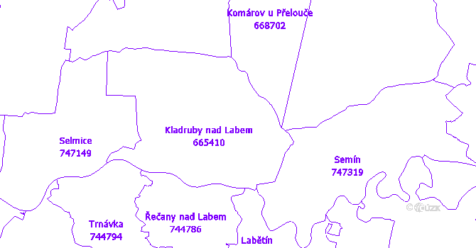 Katastrální mapa Kladruby nad Labem