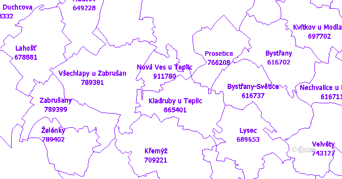 Katastrální mapa Kladruby