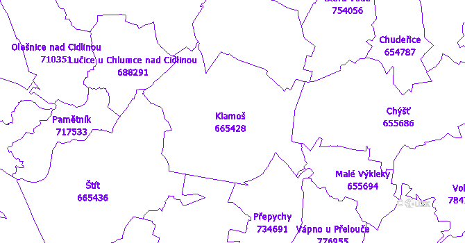 Katastrální mapa Klamoš
