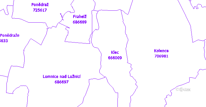 Katastrální mapa Klec