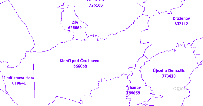 Katastrální mapa Klenčí pod Čerchovem
