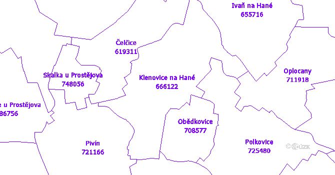 Katastrální mapa Klenovice na Hané