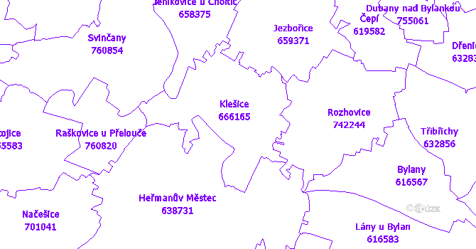 Katastrální mapa Klešice